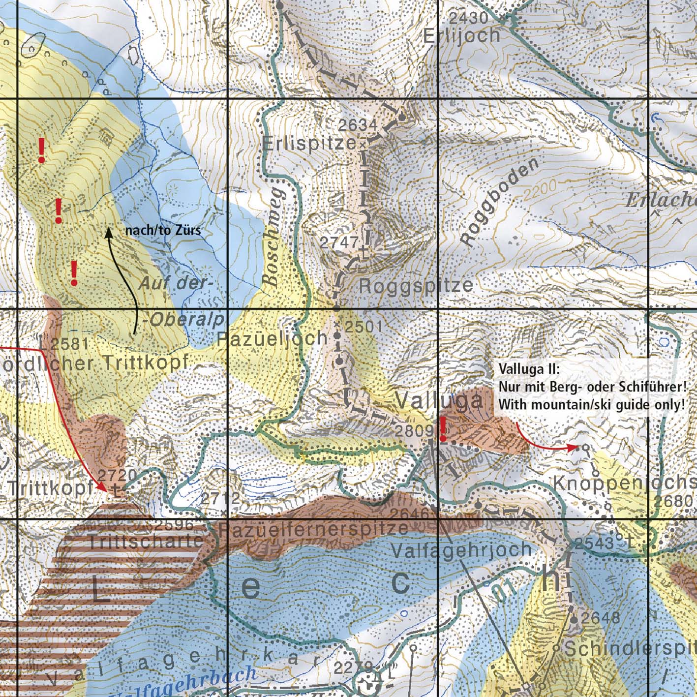 Arlberg Kartenausschnitt 